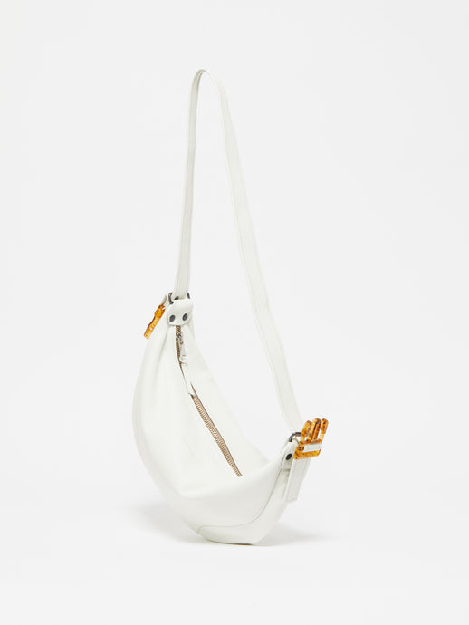 Leather Moonbag in Blanc, Jack Gomme