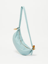Large Perforated Leather Moonbag in Blue Haze, Jack Gomme