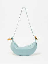 Large Perforated Leather Moonbag in Blue Haze, Jack Gomme