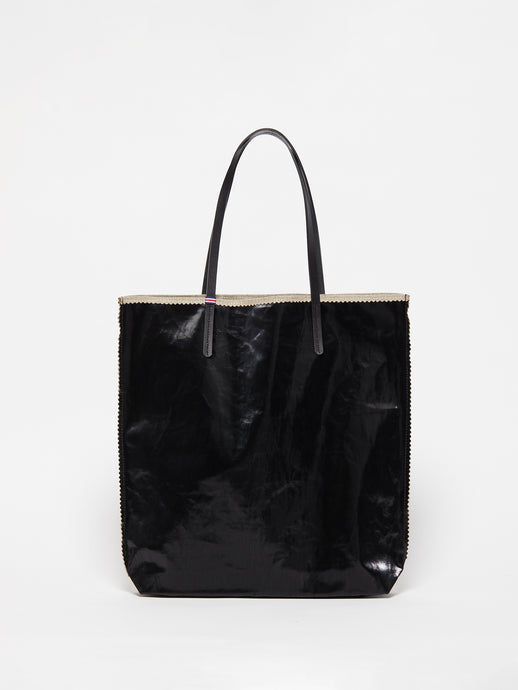 Coated Linen Tote in Noir, Jack Gomme