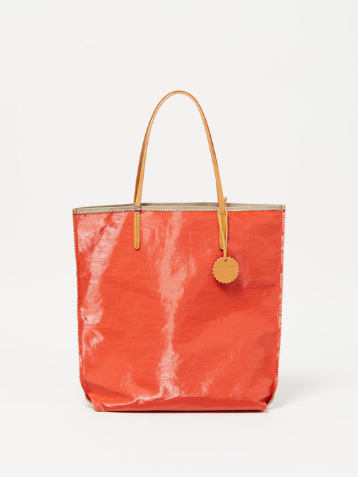 Coated Linen Tote in Tomato, Jack Gomme