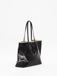 Coated Linen Wide Tote in Noir, Jack Gomme