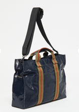 Coated Linen Weekender Tote in Deep Navy, Jack Gomme