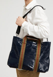 Coated Linen Weekender Tote in Deep Navy, Jack Gomme