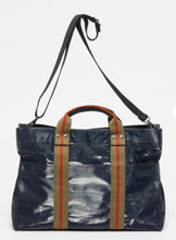 Coated Linen Weekender Tote in Deep Navy, Jack Gomme