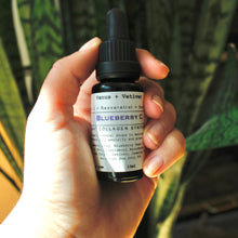 Blueberry C Antioxidant Collagen Synthesis Serum held in hand