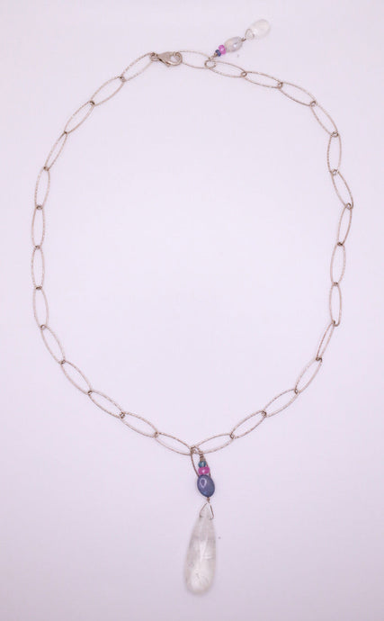 Moonstone Drop Silver Necklace