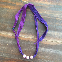 Hand Dyed Silk Ribbon & Pearls