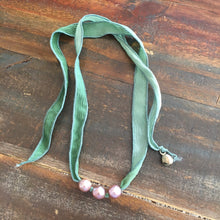 Hand Dyed Silk Ribbon & Pearls