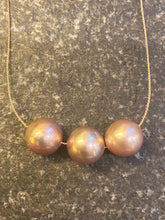 Taupe/Pink Edison Pearls on Gossamer Silk