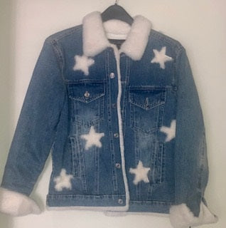 Linda Richards Denim Mink Star Jacket White