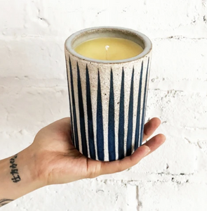 MQuan Candle: Indigo Stripes